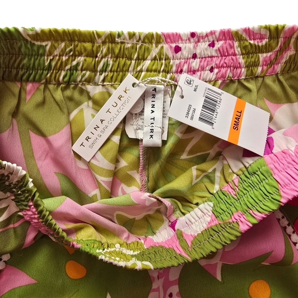 NWT Trina Turk Swim and Spa Tropical Pink and Green Patterned Shorts - Picture 3 of 3